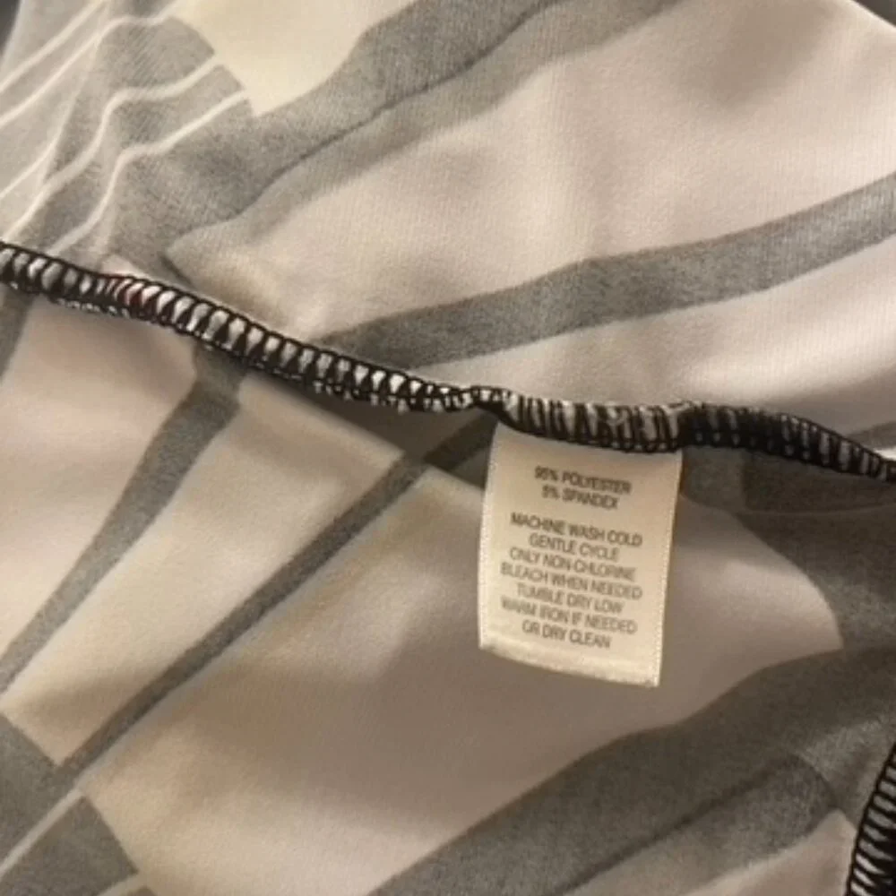 WHITE HOUSE BLACK MARKET Geo Abstract Beige Black Sexy Jersey Dress Size XS Y2K - Picture 8 of 8